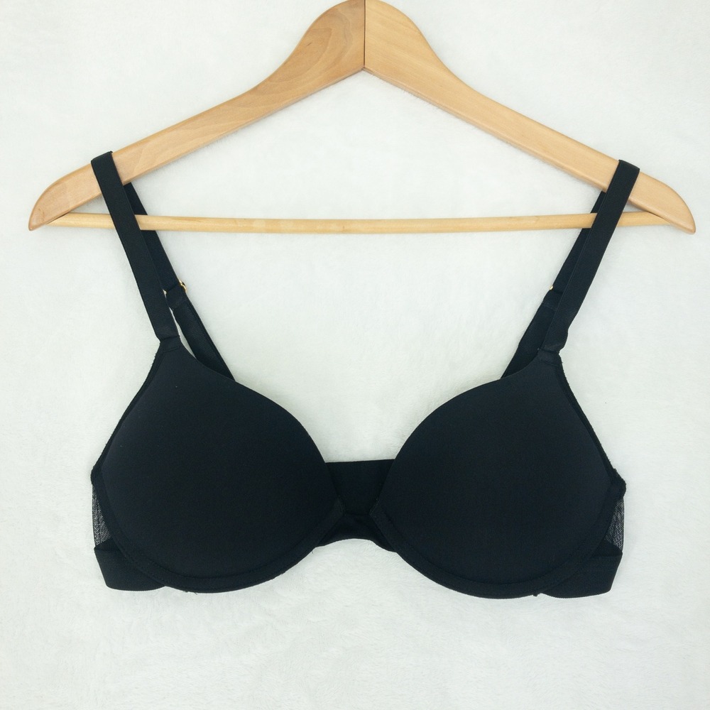 Pepper Bra Womens Size 38AA Black Wired Lightly Padded Mesh Detail